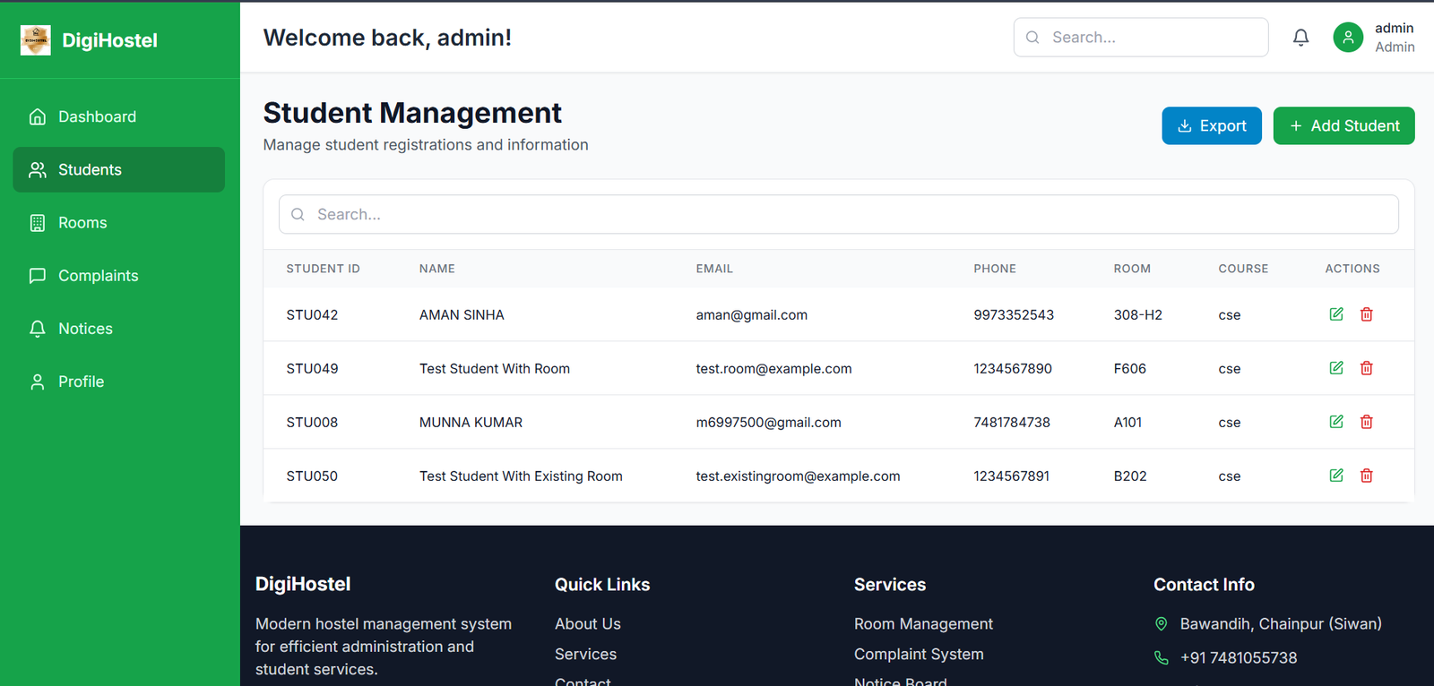 Hostel Management System screenshot 2